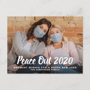 Happy New Year Peace Out 2020 Photo Holiday Postcard