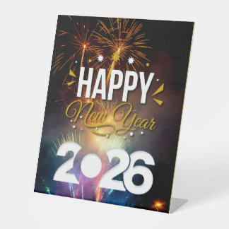 Happy New Year Pedestal Sign