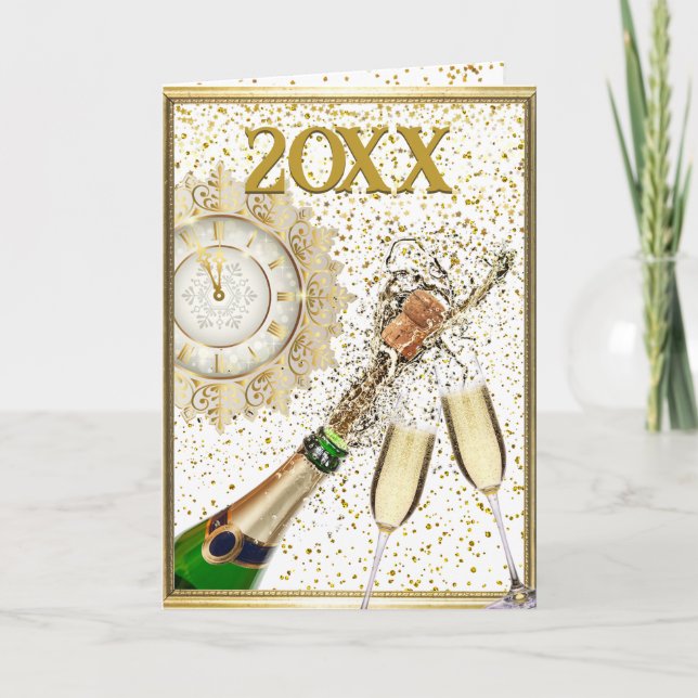 Happy New Year Personalise Text & Signature Holiday Card (Front)