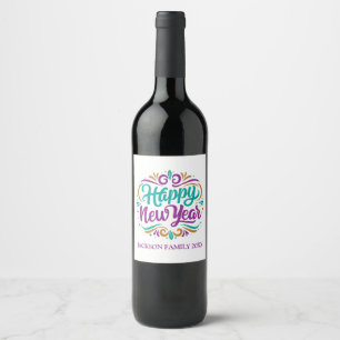 Happy New Year Personalised Wine Label