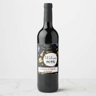 Happy New Year Personalised Wine Label