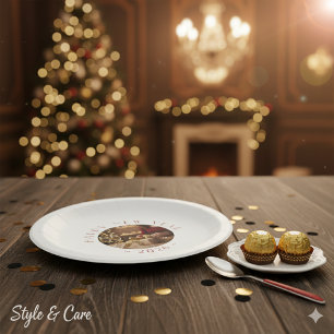 Happy New Year Personalized Photo Text Paper Plate