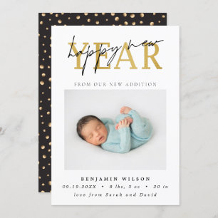 Happy New Year Photo Birth Announcement