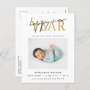 Happy New Year Photo Birth Holiday Postcard