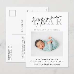 Happy New Year Photo Birth Holiday Postcard