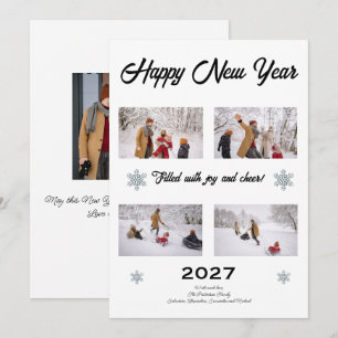 Happy New Year Photo Collage Family Holiday Card