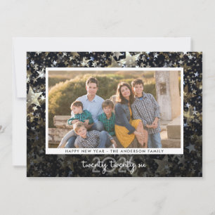 Happy New Year Photo Star Confetti Holiday Card
