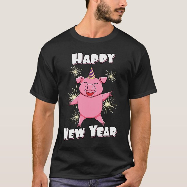 Happy New Year Piggy Pig New Year Eve T-Shirt (Front)