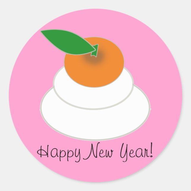 Happy New Year Pink Mochi sticker (Front)