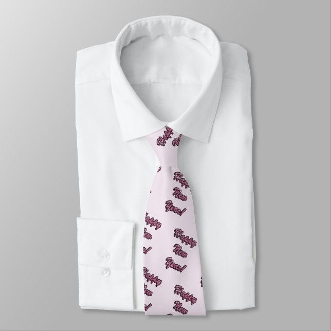 Happy New Year (Pink text) Tie (Tied)