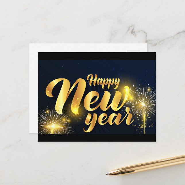 Happy New Year Postcard (Holiday Season Postcard elegant typography!)