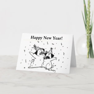 Happy New Year Pugs Holiday Card
