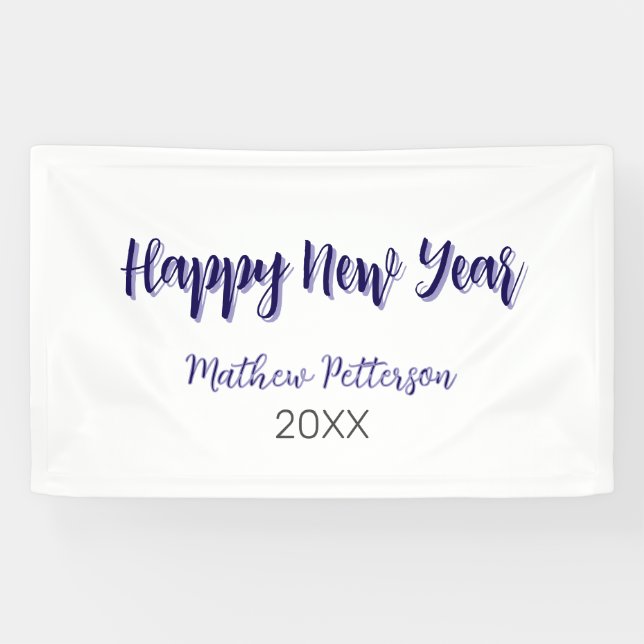Happy new year purple black add name year simple  banner (Horizontal)