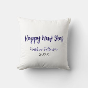 Happy new year purple black add name year simple cushion