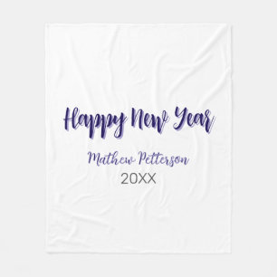 Happy new year purple black add name year simple fleece blanket