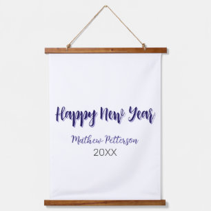 Happy new year purple black add name year simple hanging tapestry