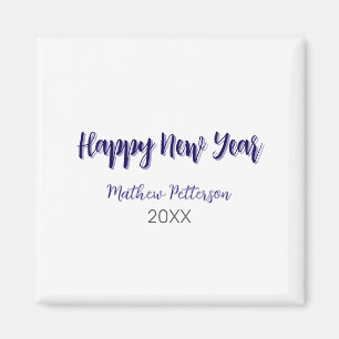 Happy new year purple black add name year simple magnet