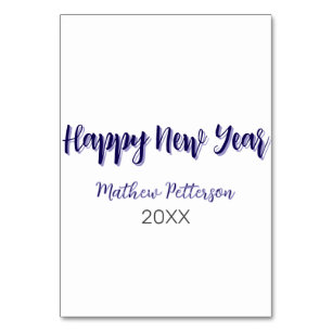 Happy new year purple black add name year simple table number
