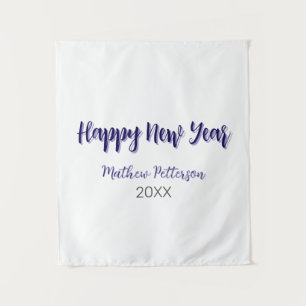 Happy new year purple black add name year simple tapestry