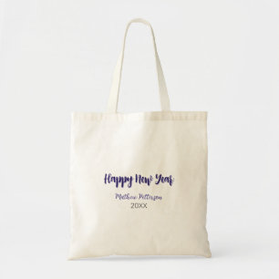 Happy new year purple black add name year simple tote bag