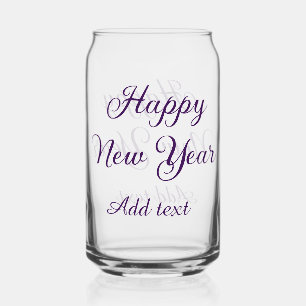 Happy new year purple calligraphy simple minimal  can glass