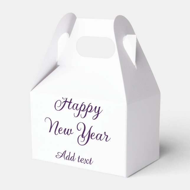 Happy new year purple calligraphy simple minimal  favour box (Front Side)
