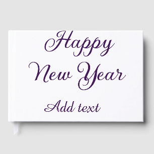 Happy new year purple calligraphy simple minimal  guest book