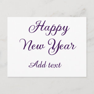 Happy new year purple calligraphy simple minimal holiday postcard