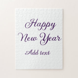 Happy new year purple calligraphy simple minimal  jigsaw puzzle