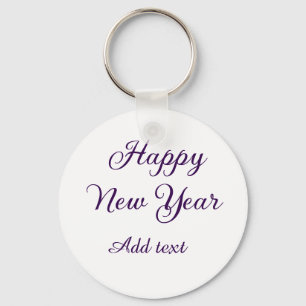 Happy new year purple calligraphy simple minimal key ring