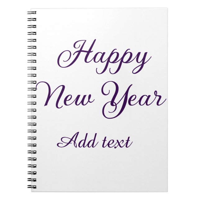 Happy new year purple calligraphy simple minimal  notebook (Front)