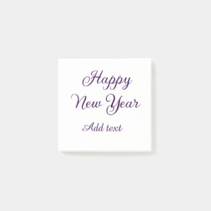 Happy new year purple calligraphy simple minimal post-it notes