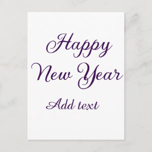 Happy new year purple calligraphy simple minimal  postcard