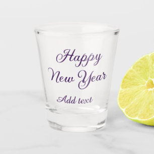 Happy new year purple calligraphy simple minimal  shot glass
