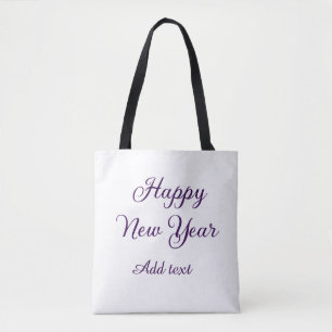 Happy new year purple calligraphy simple minimal tote bag