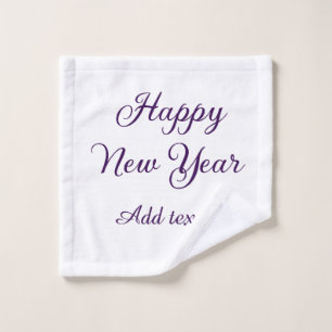 Happy new year purple calligraphy simple minimal wash cloth