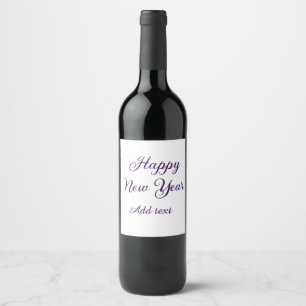Happy new year purple calligraphy simple minimal  wine label