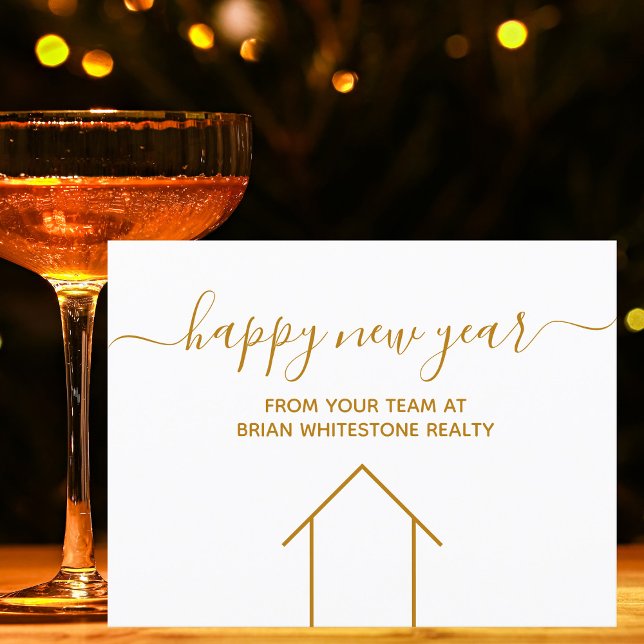 Happy New Year Real Estate Company Gold Corporate Postcard (Creator Uploaded)