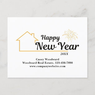 Happy New Year   Real Estate Mailers Minimalist  Holiday Postcard
