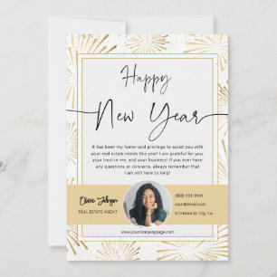Happy New Year Real Estate Photo Thank you Card
