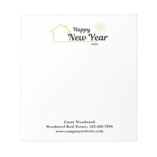 Happy New Year Real Estate Promotional Budget Notepad