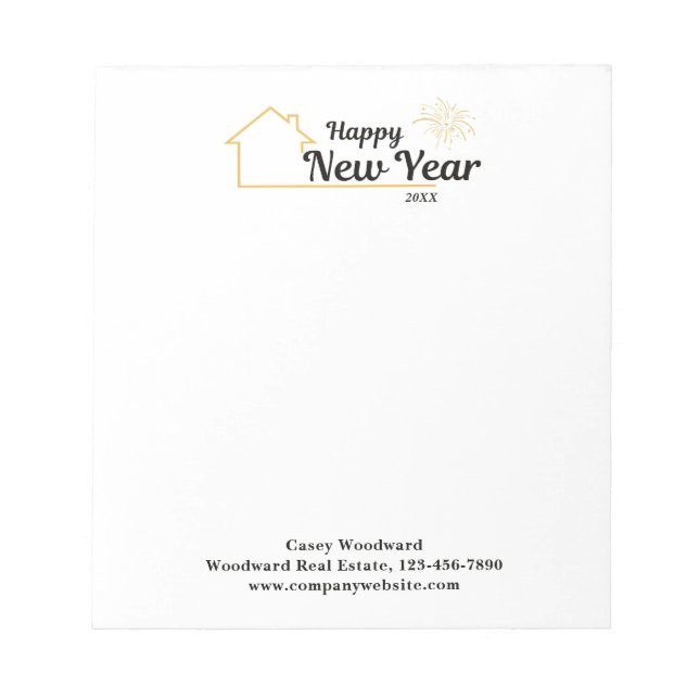 Happy New Year | Real Estate Promotional Budget  Notepad (Front)