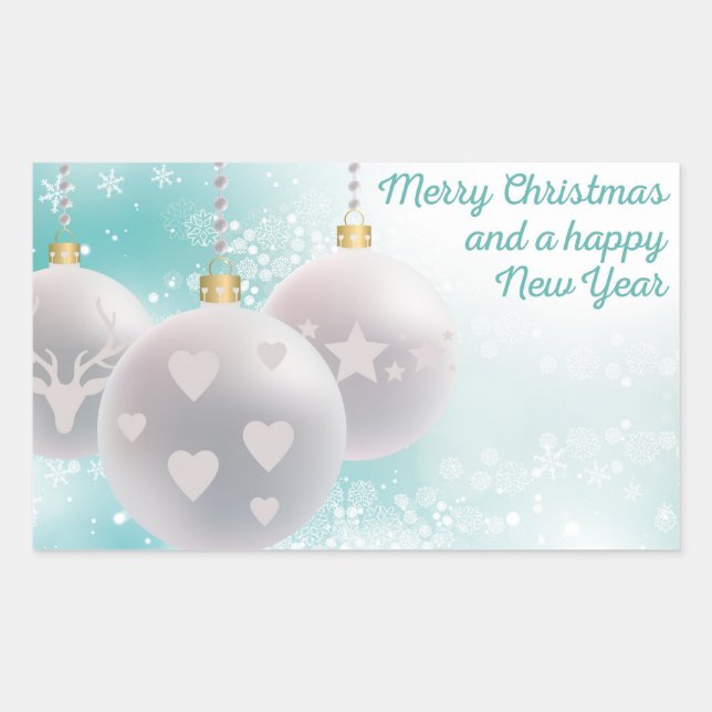 Happy new year rectangular sticker (Front)