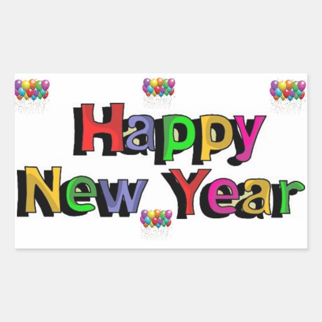 Happy New Year Rectangular Sticker (Front)