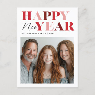 Happy New Year Red Design Holiday Postcard