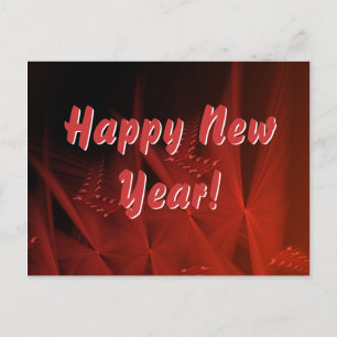 Happy New Year Red Gleem Abstract Fractal Art Postcard