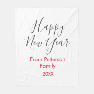Happy new year red gra add family name year simple fleece blanket