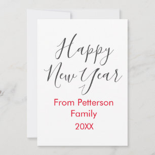 Happy new year red gra add family name year simple invitation