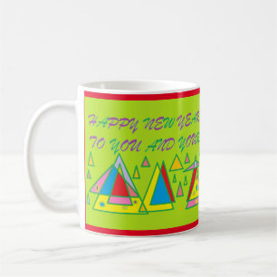 Happy new year red green purple design coffee mug