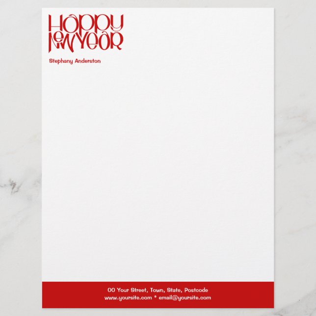 Happy New Year red Letterhead (Front)